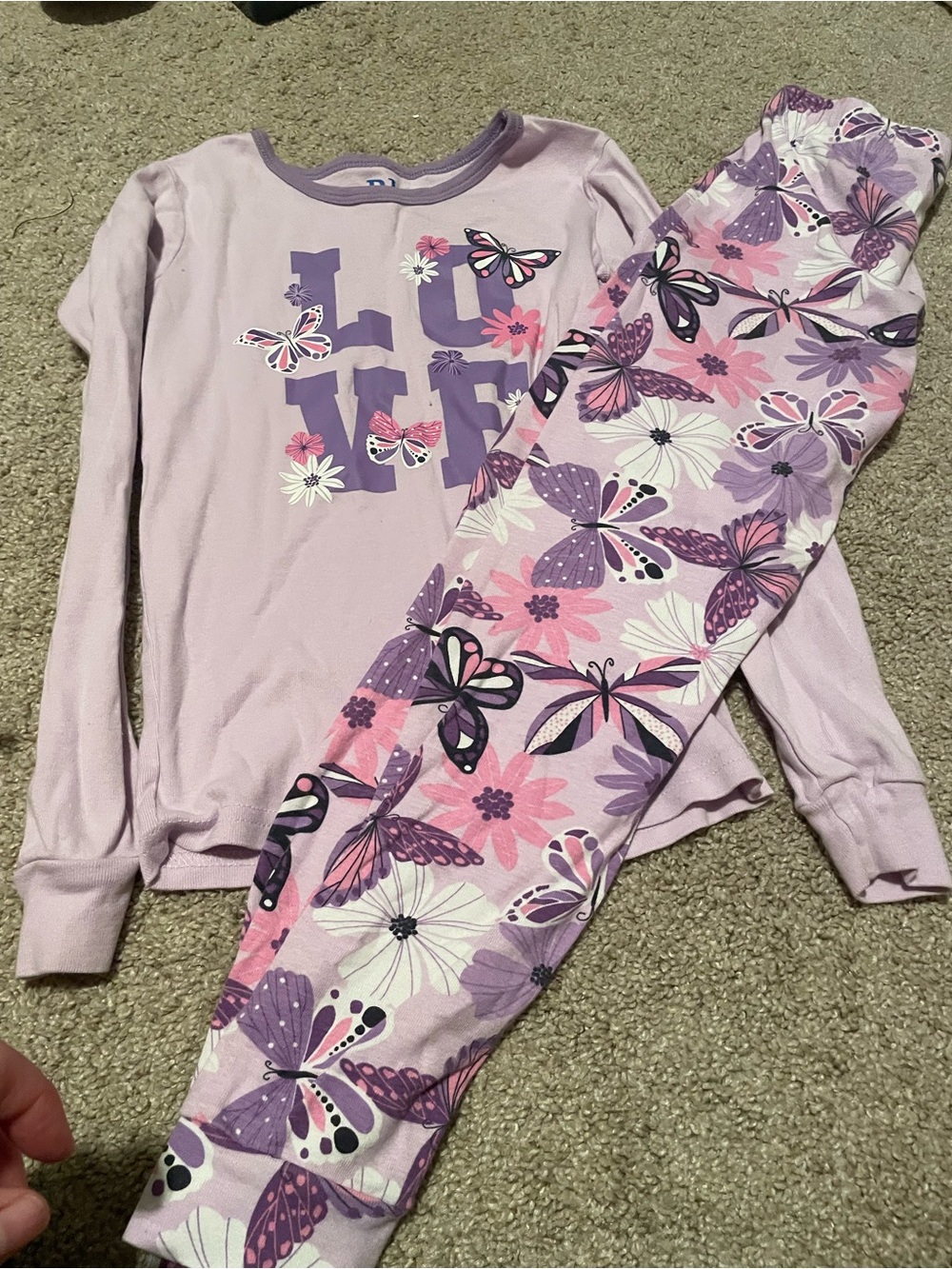 Girls' Lavender Butterfly Pajama Set - Kids Pajamas